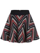 Romwe Chevron Pattern Flare Zipper Skirt Shorts