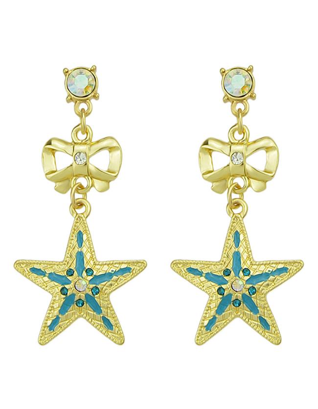 Romwe New Fashion Jewelry Hanging Rhinestone Star Earrings