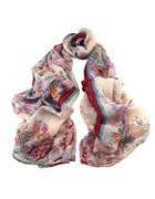 Romwe New Fashion Voile Winered Flower Printed Women Scarf