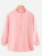 Romwe Band Collar Single Breasted Top
