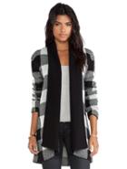 Romwe White Black Plaid Cardigan Sweater