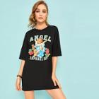 Romwe Angel & Letter Print T-shirt Dress