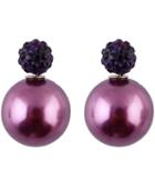 Romwe Purple Diamond Bead Stud Earrings