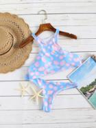 Romwe Blue Shell Print Bikini Set