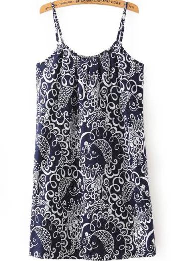 Romwe Spaghetti Strap Fish Print Cami Top