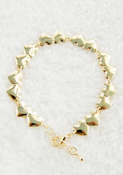 Romwe Gold Hearts Link Bracelet