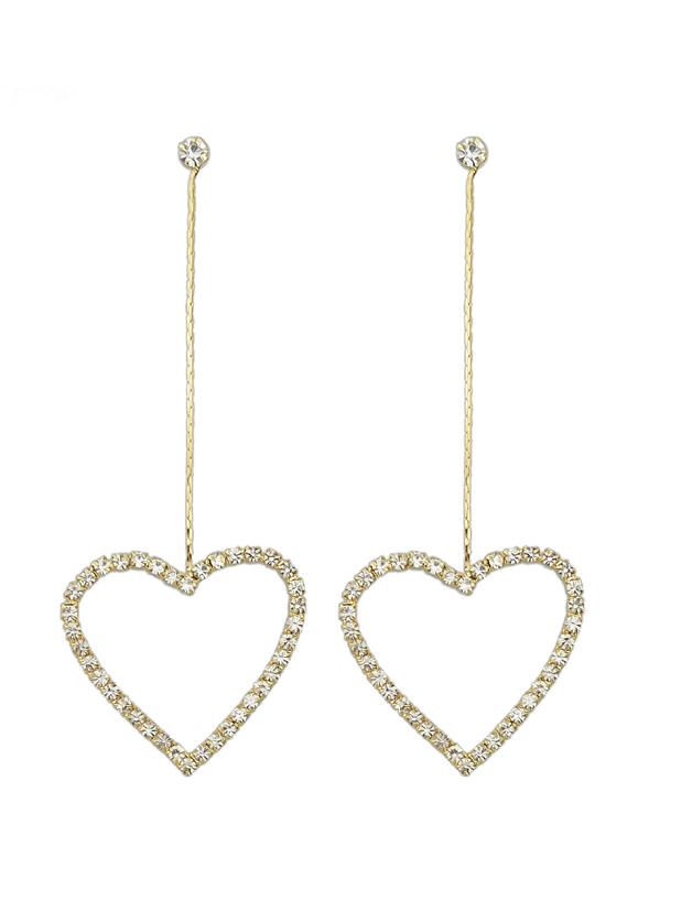 Romwe Gold Color Heart Shape Long Drop Earrings