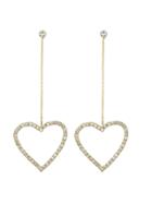 Romwe Gold Color Heart Shape Long Drop Earrings