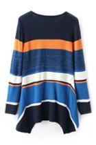 Romwe Colorful Stripe Knitted Asymmetric Jumper