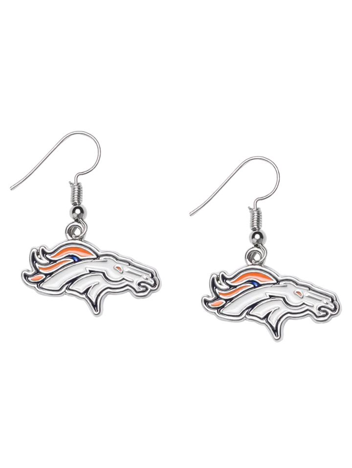 Romwe Denver Broncos Logo Drop Earrings