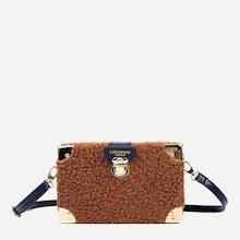 Romwe Faux Fur Decor Structured Bag