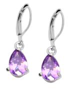 Romwe Purple Zircon Drop Earrings