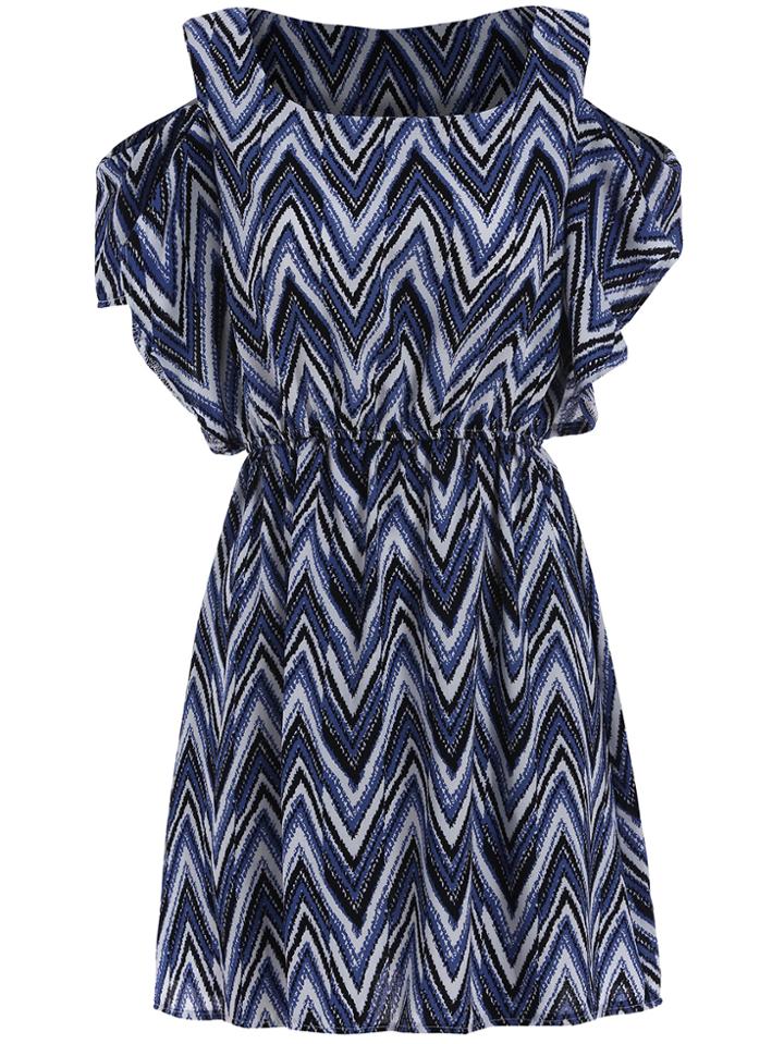 Romwe Open Shoulder Zigzag Dress