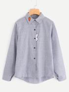 Romwe Carrot Embroidered Collar Shirt
