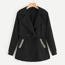 Romwe Tape Panel Drawstring Waist Jacket