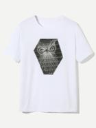 Romwe Abstract Owl Print Tee