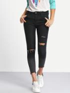 Romwe Ombre Ripped Skinny Ankle Jeans