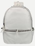 Romwe White Faux Leather Studded Backpack
