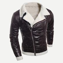 Romwe Men Shearling Lined Pu Jacket
