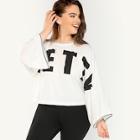 Romwe Plus Drop Shoulder Bell Sleeve Letter Tee