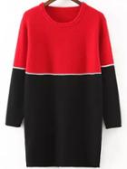 Romwe Split Side Red Black Sweater Dress