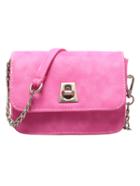 Romwe Pink Twist Lock Pu Chain Bag
