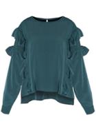 Romwe High Low Split Ruffle Blouse