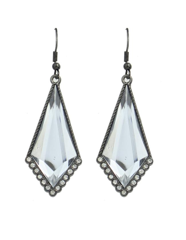 Romwe Single Geometric Shape Rhinestone Earrings