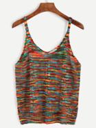 Romwe Multicolor Spaghetti Strap Knit Cami Top