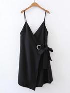 Romwe Double V Neck Ring Detail Cami Dress