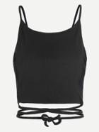 Romwe Lace Up Back Self Tie Ribbed Cami Top