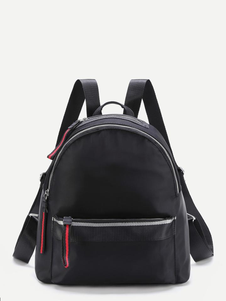 Romwe Zipper Front Nylon Backpack