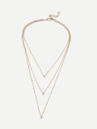 Romwe Rhinestone Layered Chain Necklace