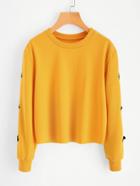 Romwe Split Sleeve Button Detail Sweatshirt