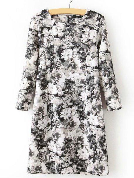 Romwe Women Ink Print Straight Dress