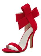 Romwe Red With Bow Back Zipper High Heeled Sandals