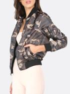 Romwe Camouflage Casual Zipper Pocket Long Sleeve Jacket