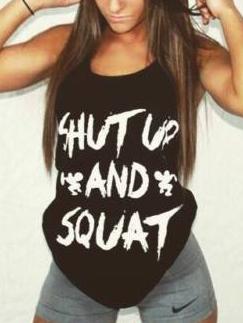 Romwe Letter Print Tank Top - Black