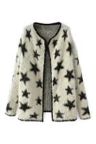 Romwe Star Knitted Open Front Cardigan