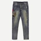 Romwe Guys Graphic Embroidery Ripped Jeans