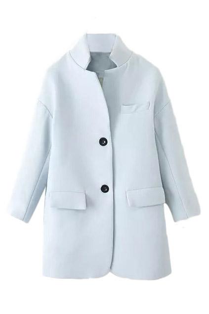 Romwe Single-breasted Sheer Blue Coat