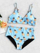 Romwe All Over Pineapple Print Bikini Set
