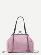 Romwe Pink Corduroy Kisslock Shoulder Bag With Convertible Strap