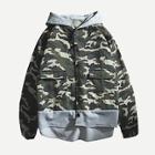 Romwe Men Cut And Sew Panel Camo Print Hooded Coat