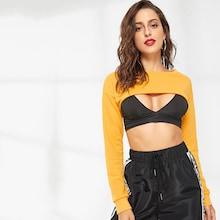 Romwe Solid Crop Sweatshirt