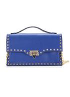 Romwe Royal Blue With Rivet Twist Lock Chain Shoulder Bag