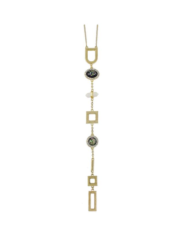 Romwe Golden Color Metal Geometric Long Pendant Necklaces