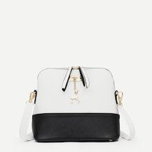 Romwe Two Tone Detail Metal Deer Shoulder Bag