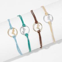 Romwe Mountain Detail Circle Bracelet Set 4pcs