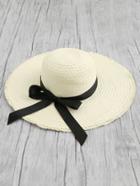 Romwe Oversized Straw Hat With Bow Band